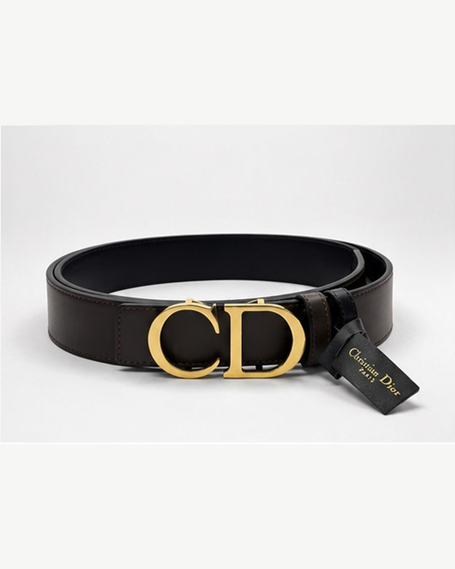 Black/ Dark brown Reversible Gold-Tone Buckle Belt - Product image 1