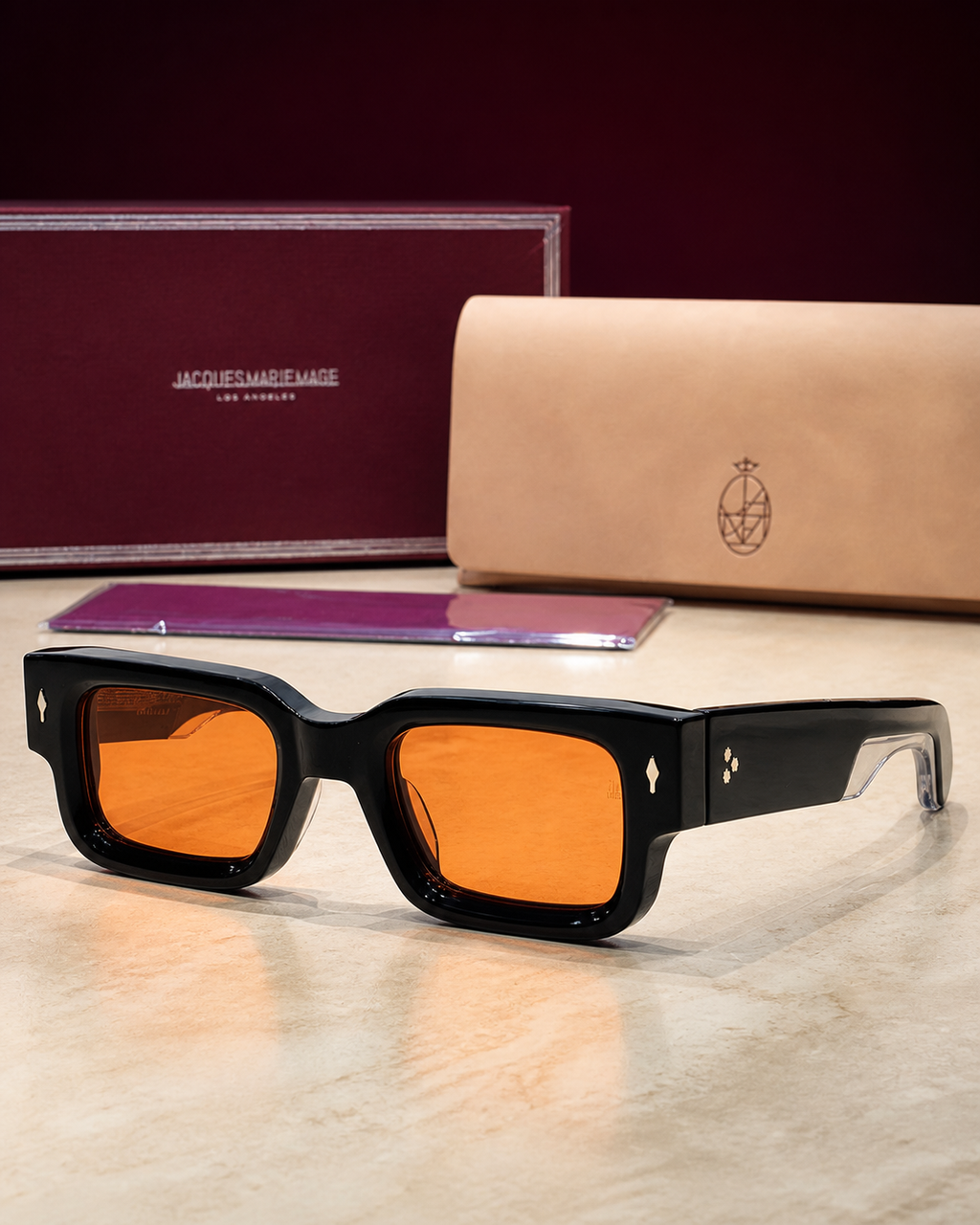 JMM — Black Amber Rectangular Sunglasses