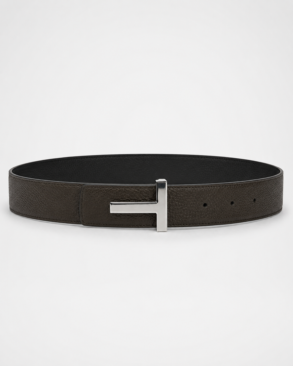 Dark brown/ Black Reversible Silver-Tone Buckle Belt - Product image 1