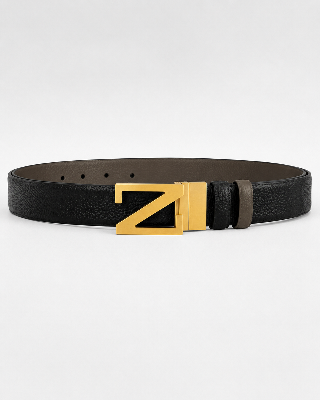 Black/ Brown/ taupe Reversible Gold-Tone Buckle Belt - Product image 1