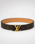 LV — Dark brown/ Tan and gold Gold-Tone Buckle Belt