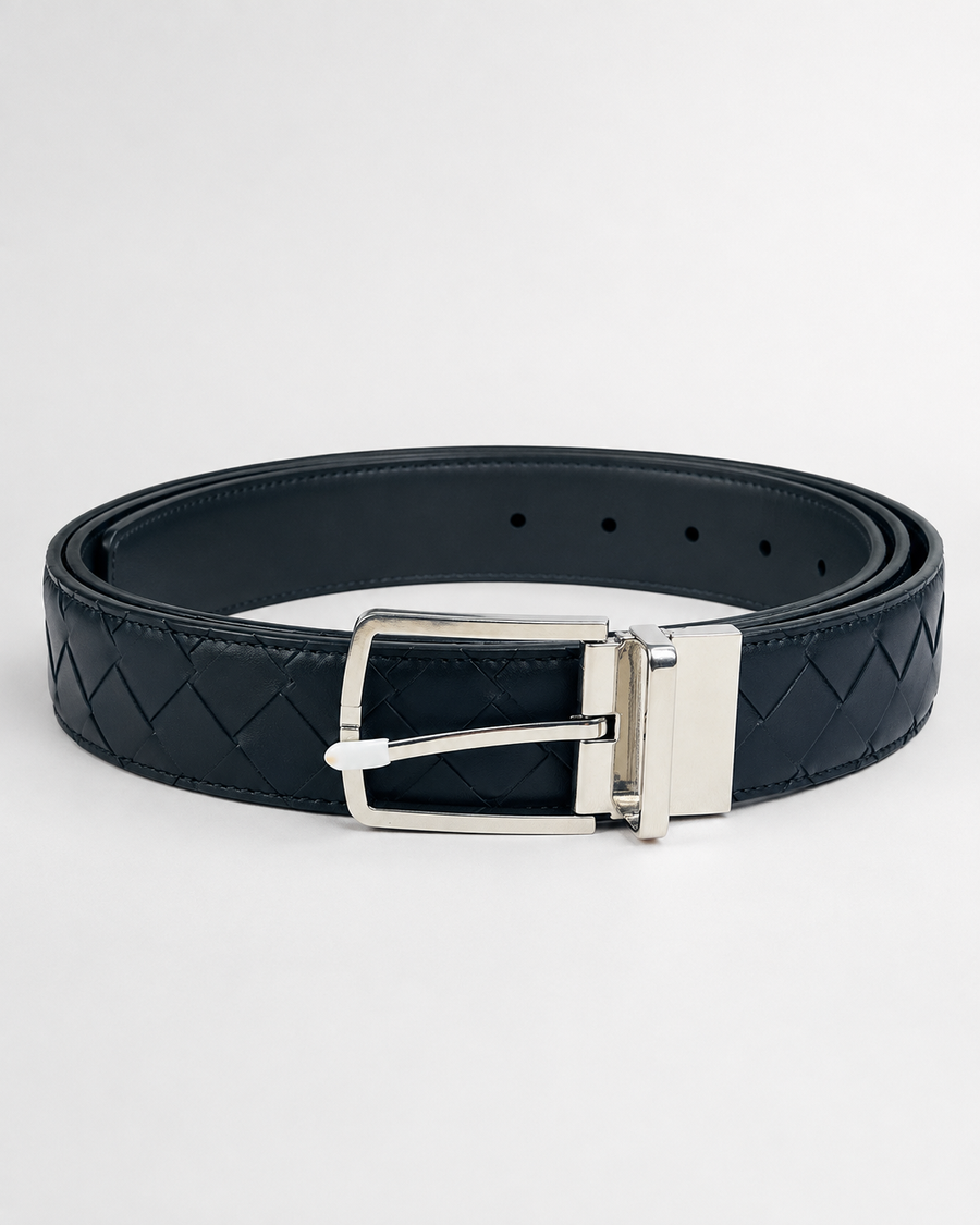 Black Reversible Silver-Tone Buckle Belt - Product image 1