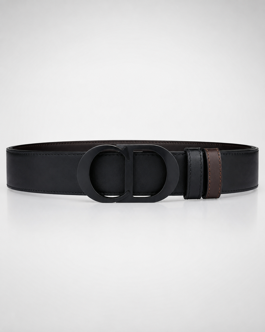 Black/ Brown Reversible Dark Metal Buckle Belt - Product image 1