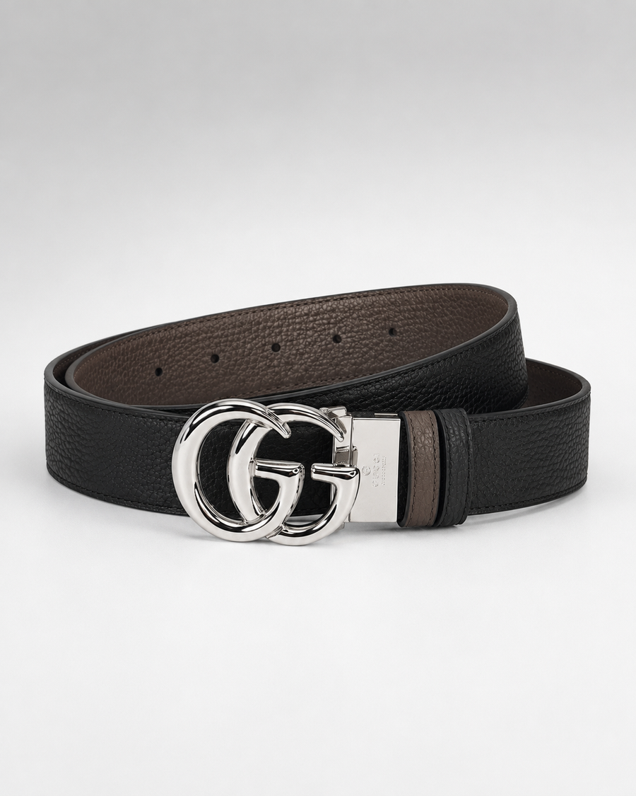 Black/ Brown Reversible Silver-Tone Buckle Belt - Product image 1