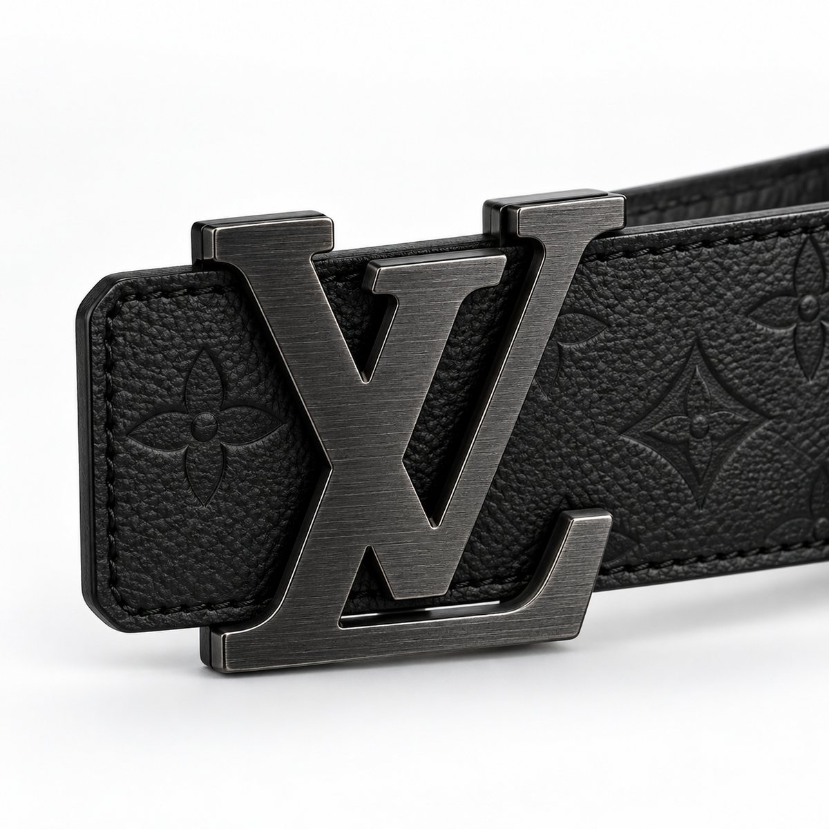 Black/ Silver-tone/ dark gunmetal Reversible Silver-Tone Buckle Belt - Product image 2