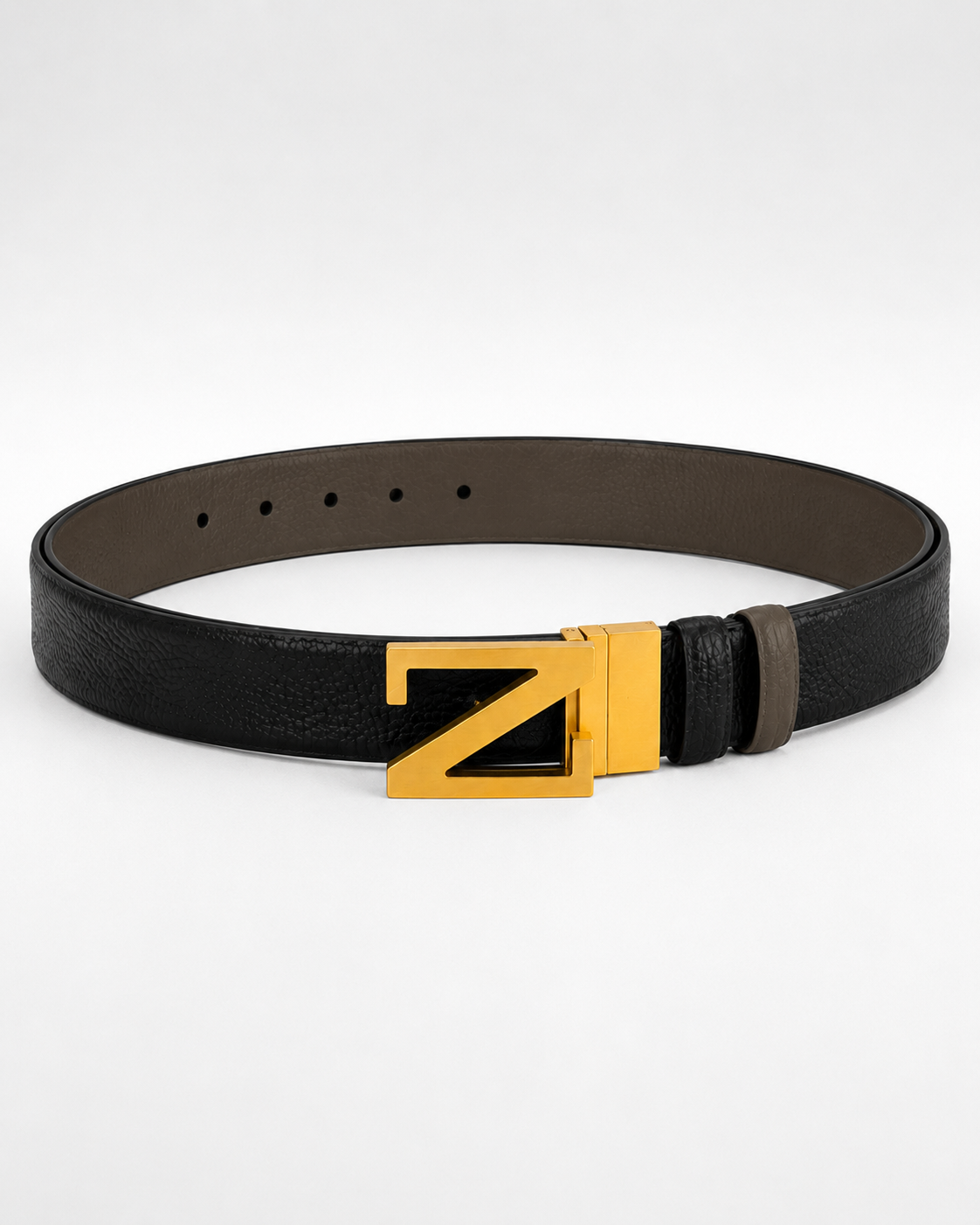 Black/ Brown/ taupe Reversible Gold-Tone Buckle Belt - Product image 2