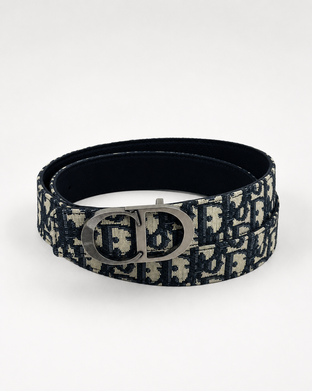 Navy blue/ Beige, with black inner lining Silver-Tone Buckle Belt - Product image 2