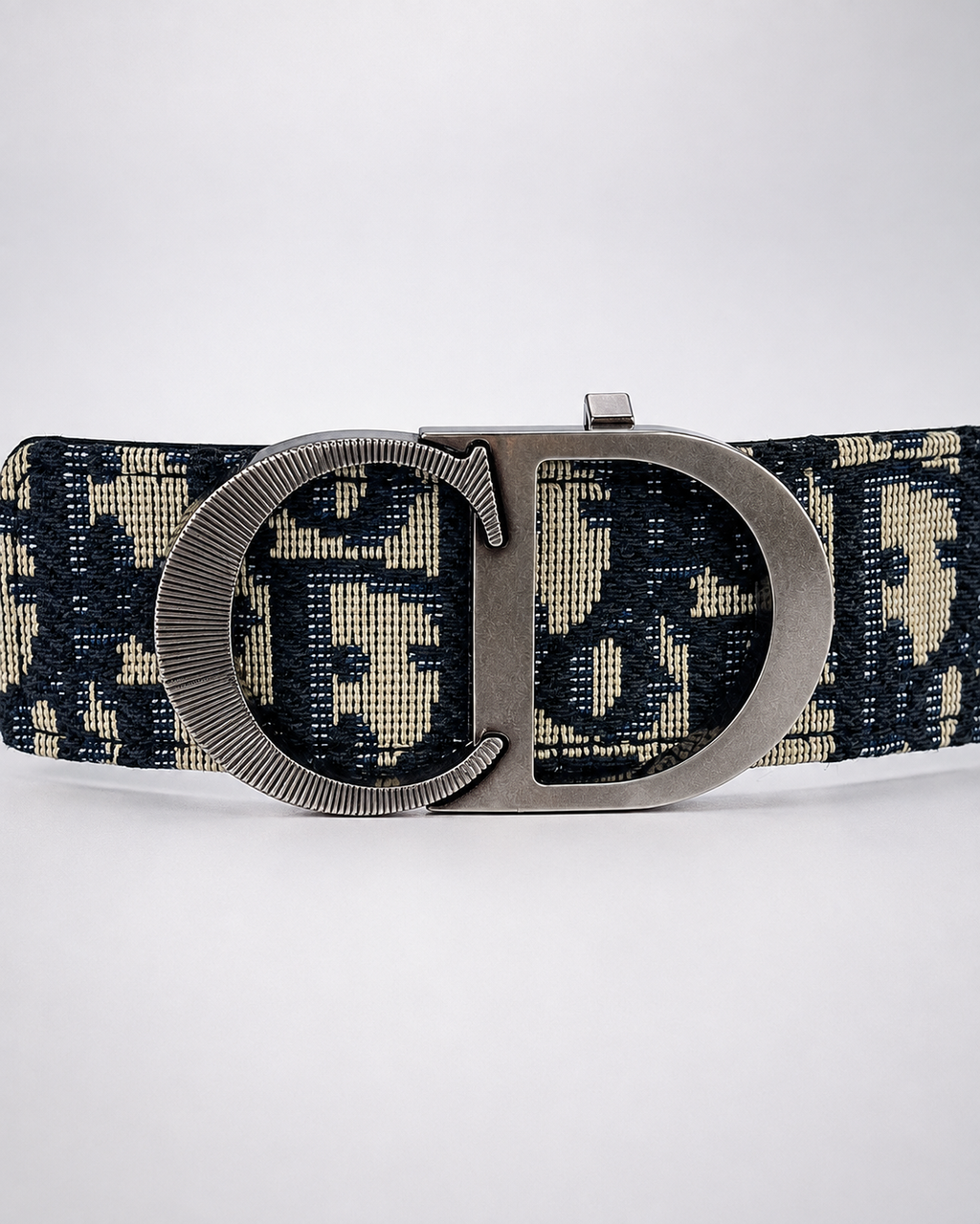 Navy blue/ Beige, with black inner lining Silver-Tone Buckle Belt - Product image 3