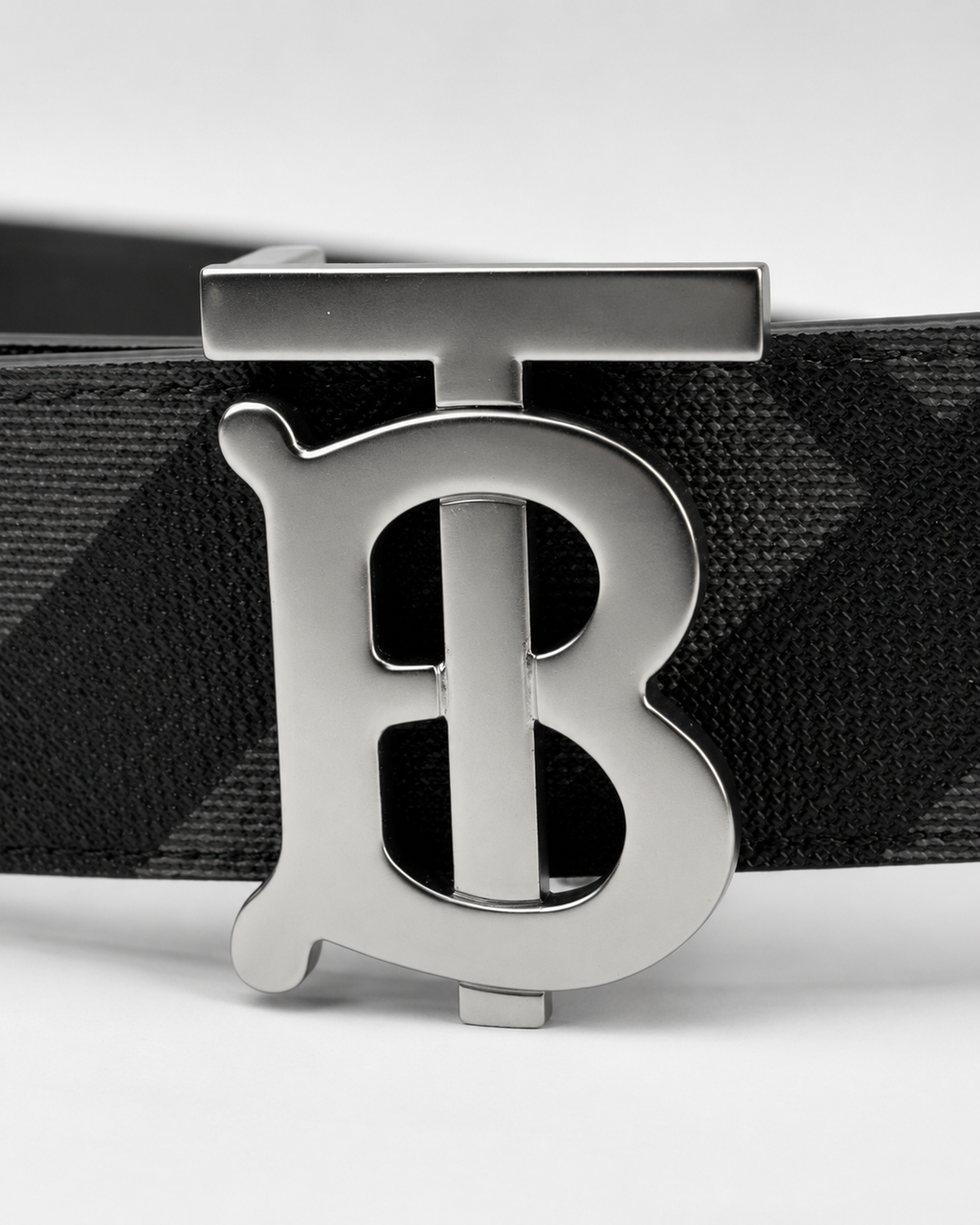 Black/ Grey check pattern; beige reverse is stated in the source description but not visible in the images Reversible Silver-Tone Buckle Belt - Product image 3