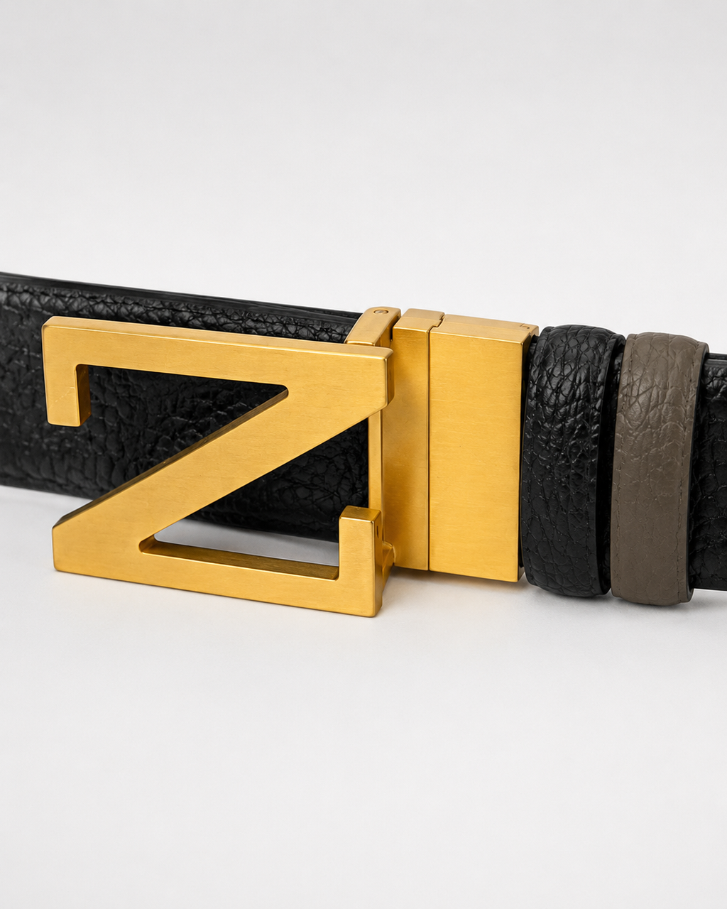 Black/ Brown/ taupe Reversible Gold-Tone Buckle Belt - Product image 3
