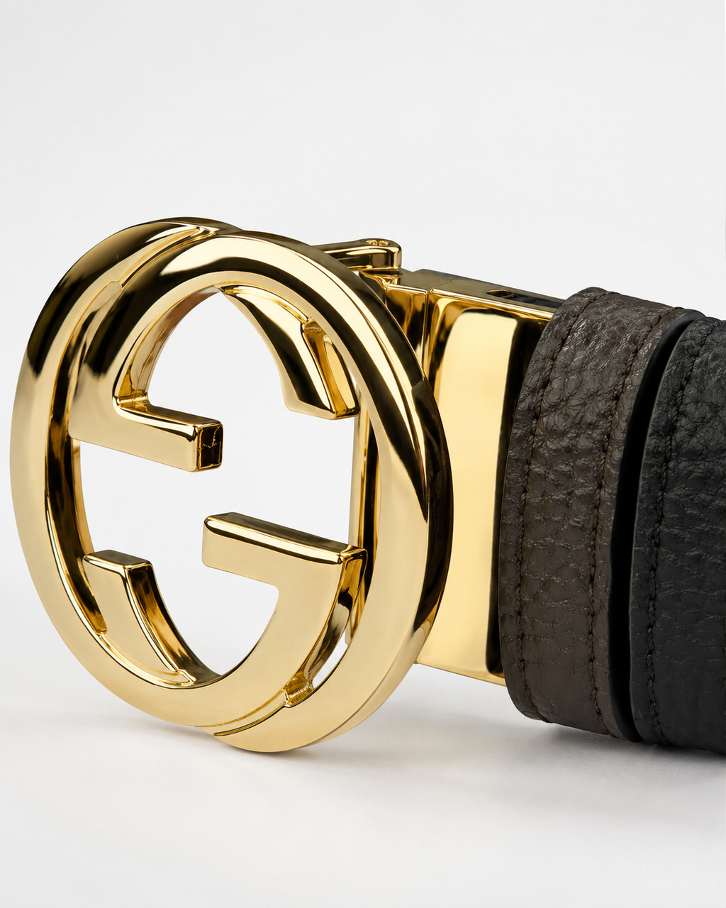 Black/ Dark brown Reversible Gold-Tone Buckle Belt - Product image 3
