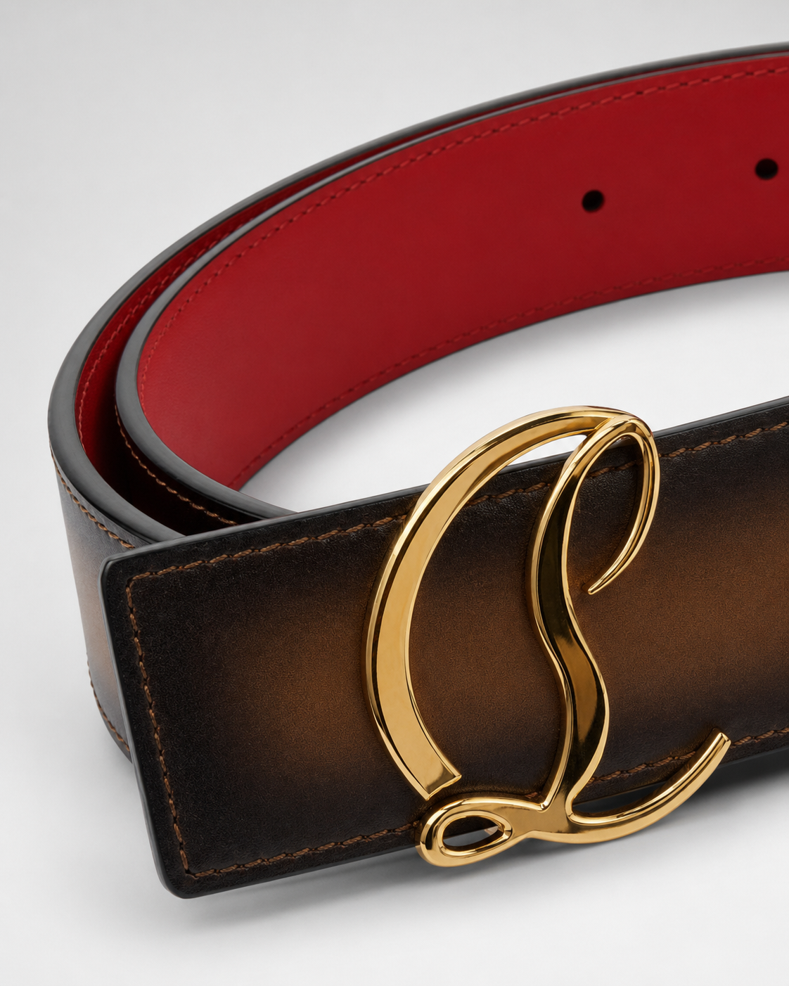 Dark brown/ Red inner lining Gold-Tone Buckle Belt - Product image 4