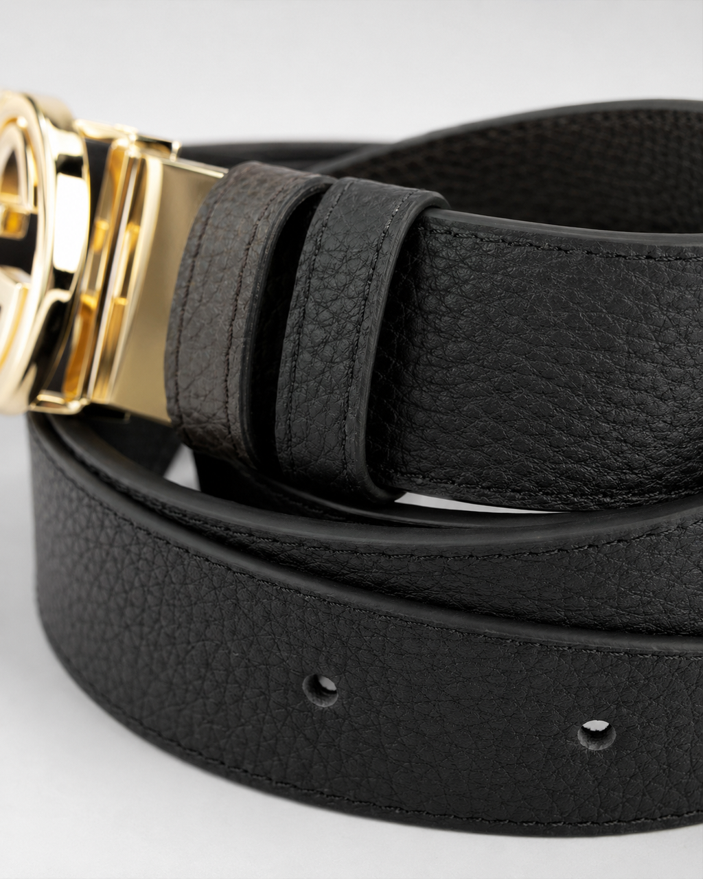 Black/ Dark brown Reversible Gold-Tone Buckle Belt - Product image 4