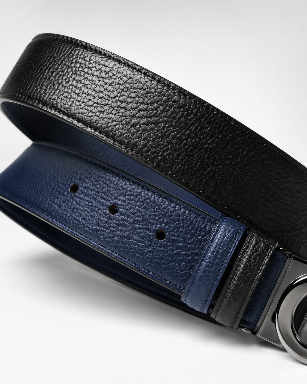 Black/ Blue Reversible Silver-Tone Buckle Belt - Product image 4