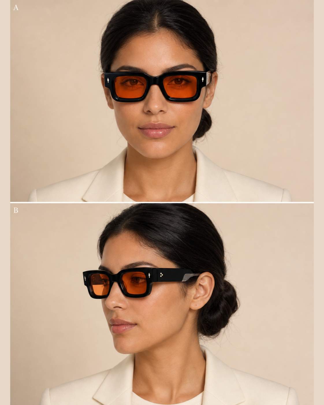 JMM — Black Amber Rectangular Sunglasses