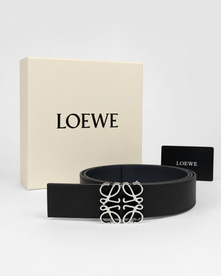 Black/ Dark blue Reversible Silver-Tone Buckle Belt - Product image 5
