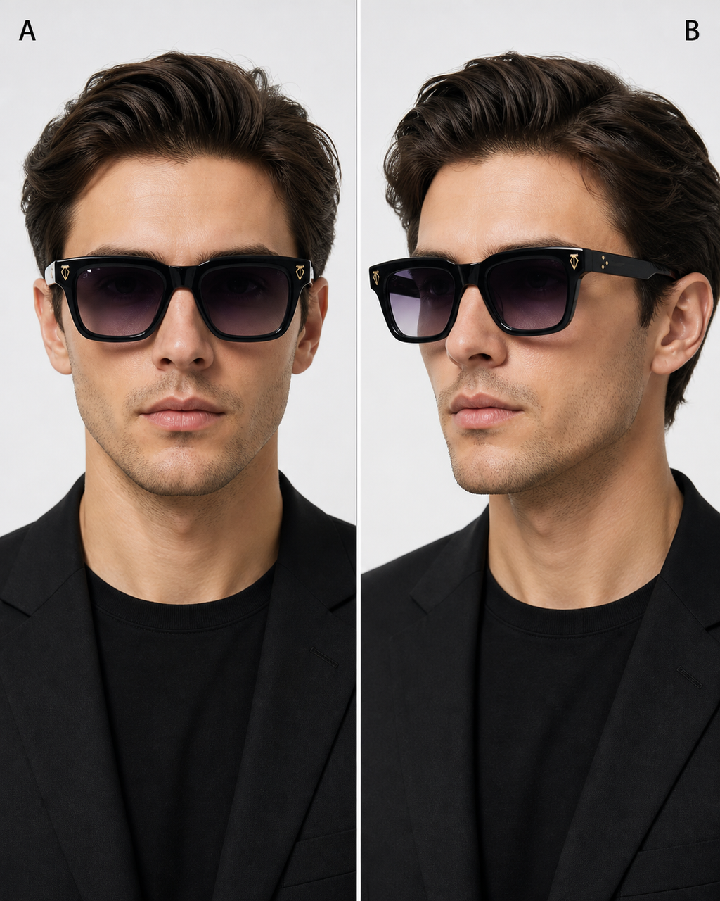 TH Black Purple Gradient Square Sunglasses