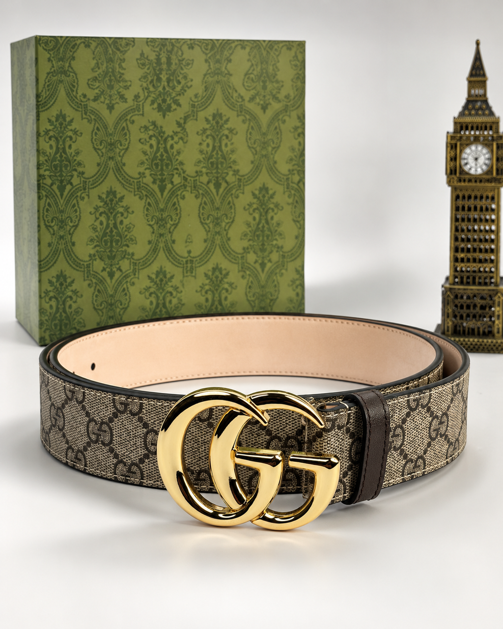 Brown/ beige/ Dark brown/ black Gold-Tone Buckle Belt - Product image 6