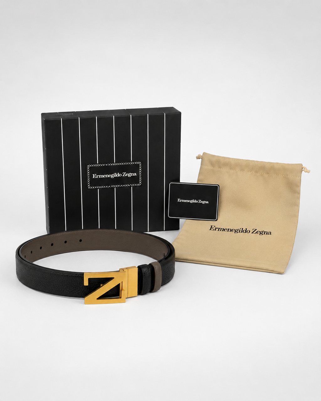 Black/ Brown/ taupe Reversible Gold-Tone Buckle Belt - Product image 6