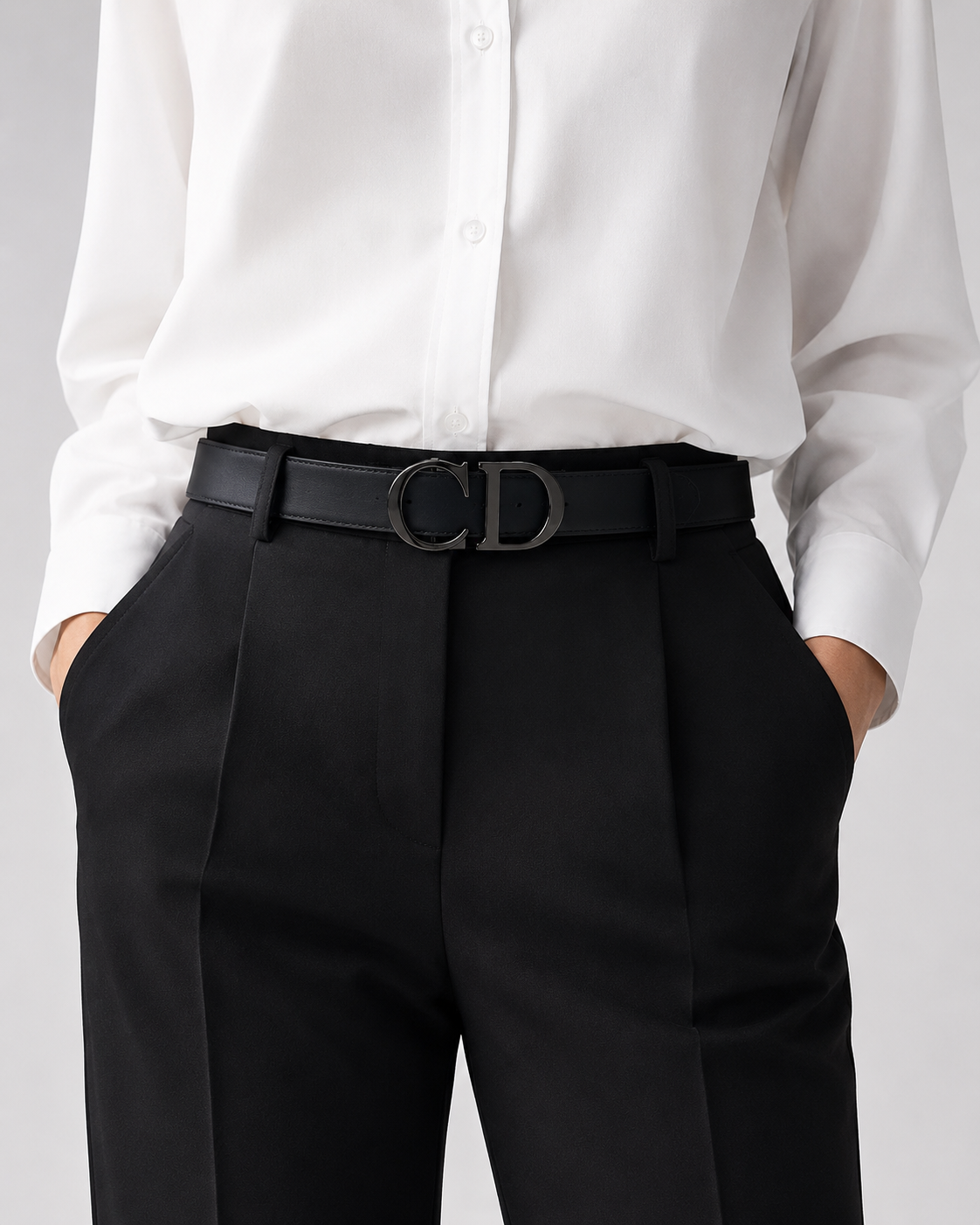 Black/ Dark blue/navy accents visible on inner or loop sections Reversible Dark Metal Buckle Belt - Product image 7