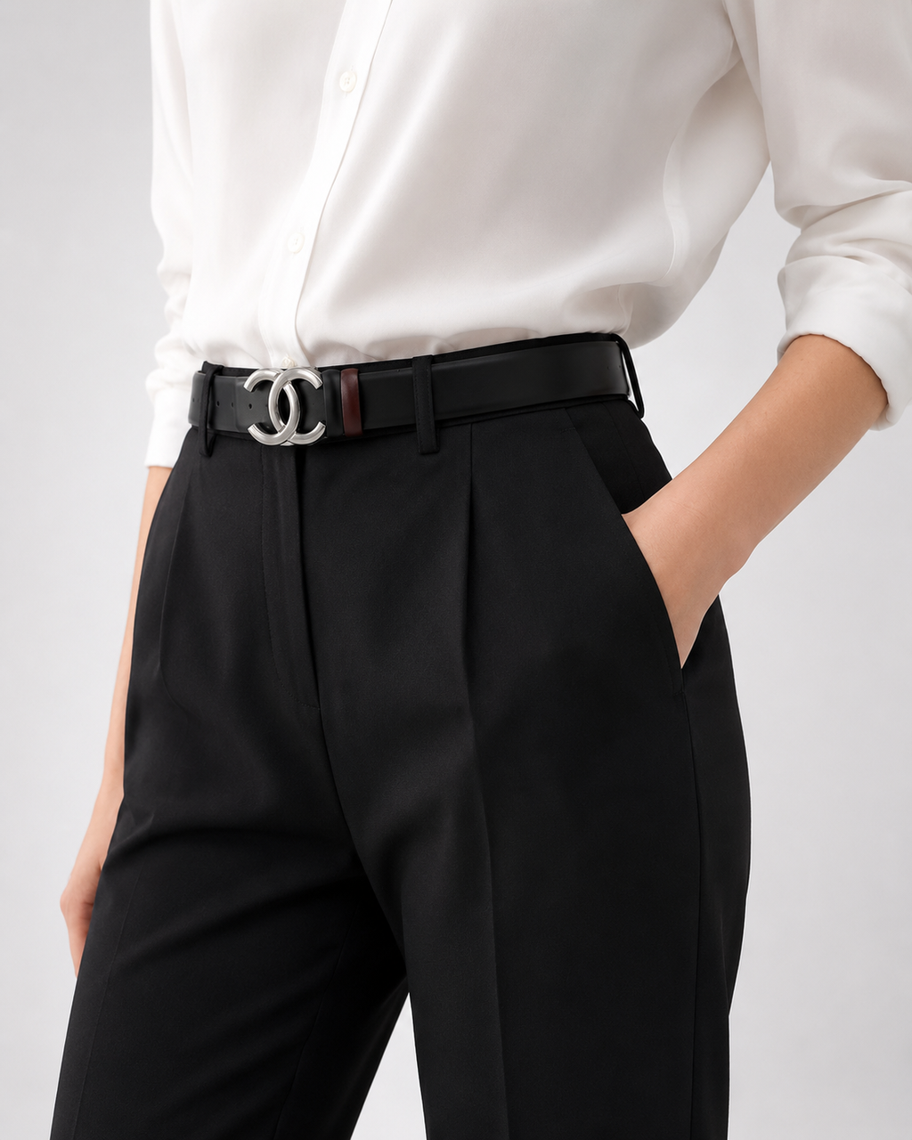 Black/ Burgundy Reversible Silver-Tone Buckle Belt - Product image 8