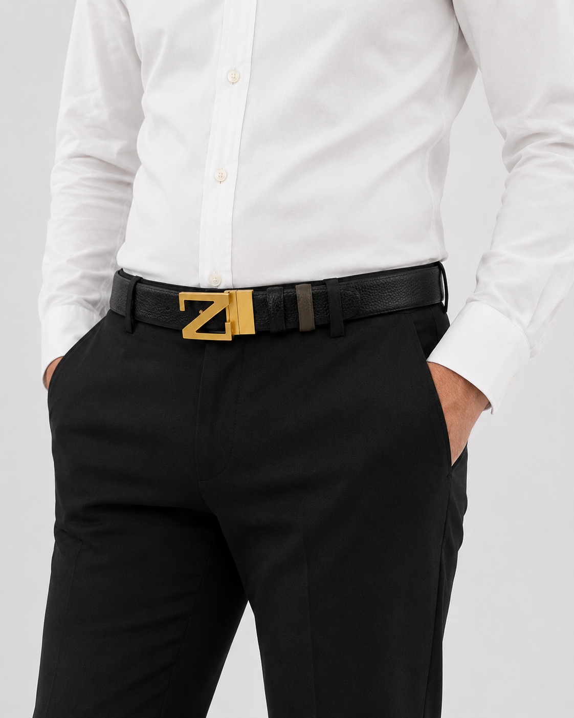 Black/ Brown/ taupe Reversible Gold-Tone Buckle Belt - Product image 8