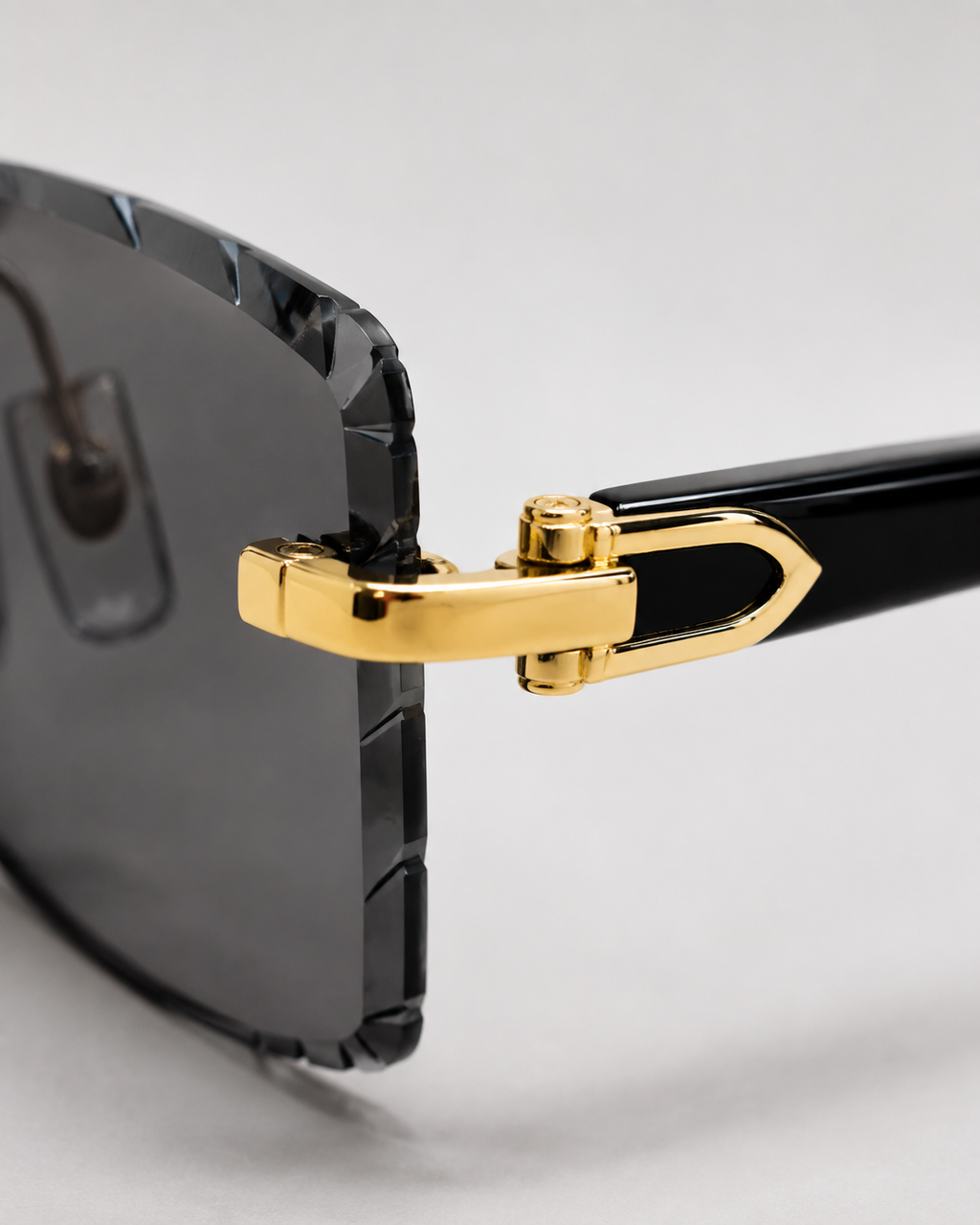 CR Black Temple Link Rimless Sunglasses