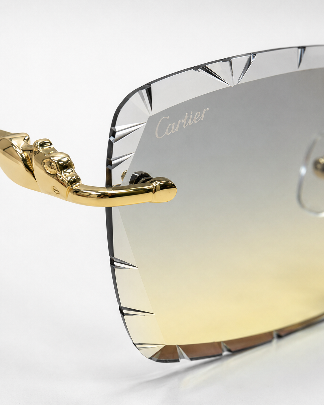 CR Sunfade Faceted Rimless Sunglasses