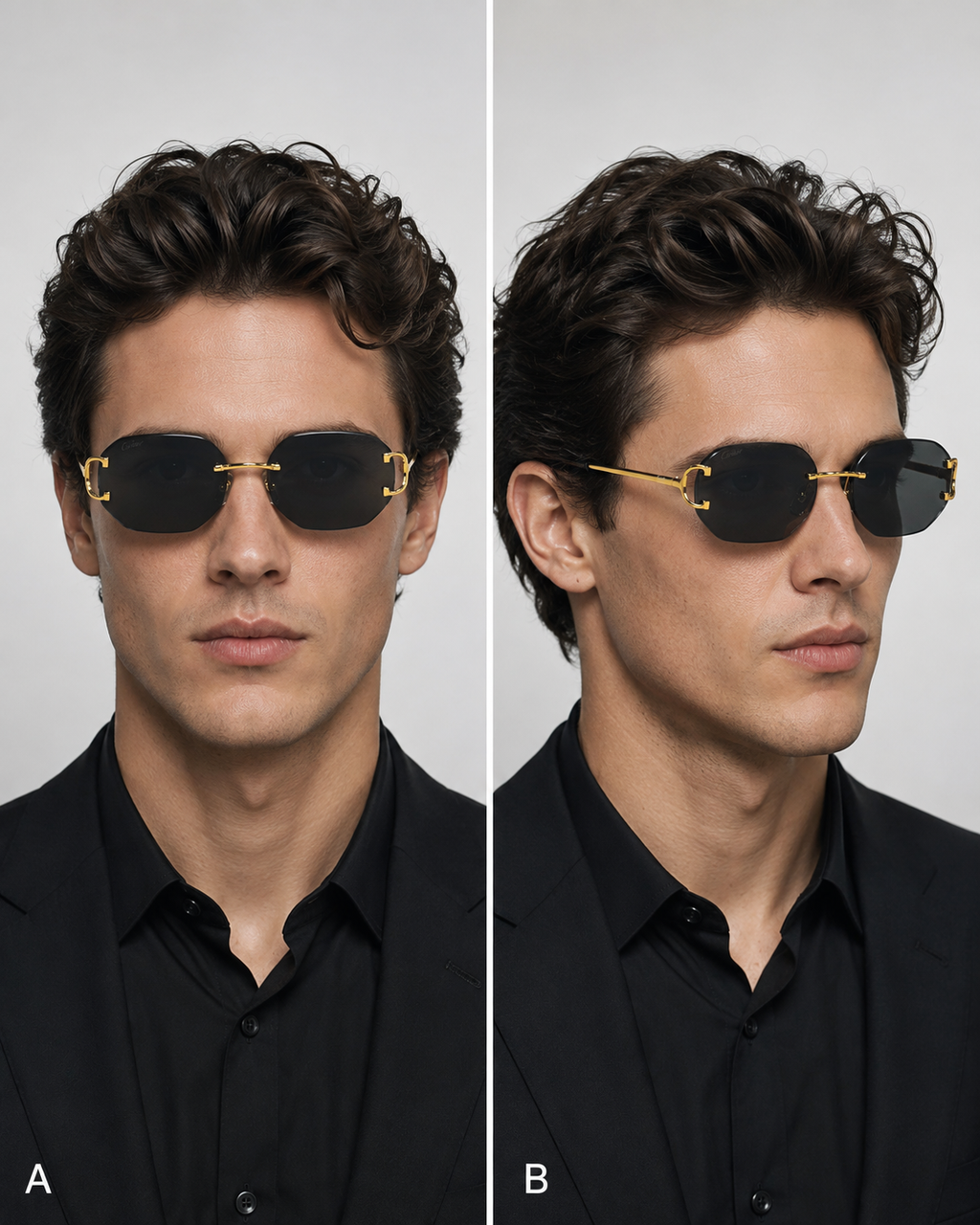 CR Signature C Rounded Smoke Rimless Sunglasses
