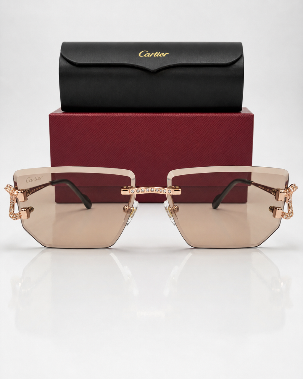 CR Crystal C Rose-Gold Rimless Sunglasses