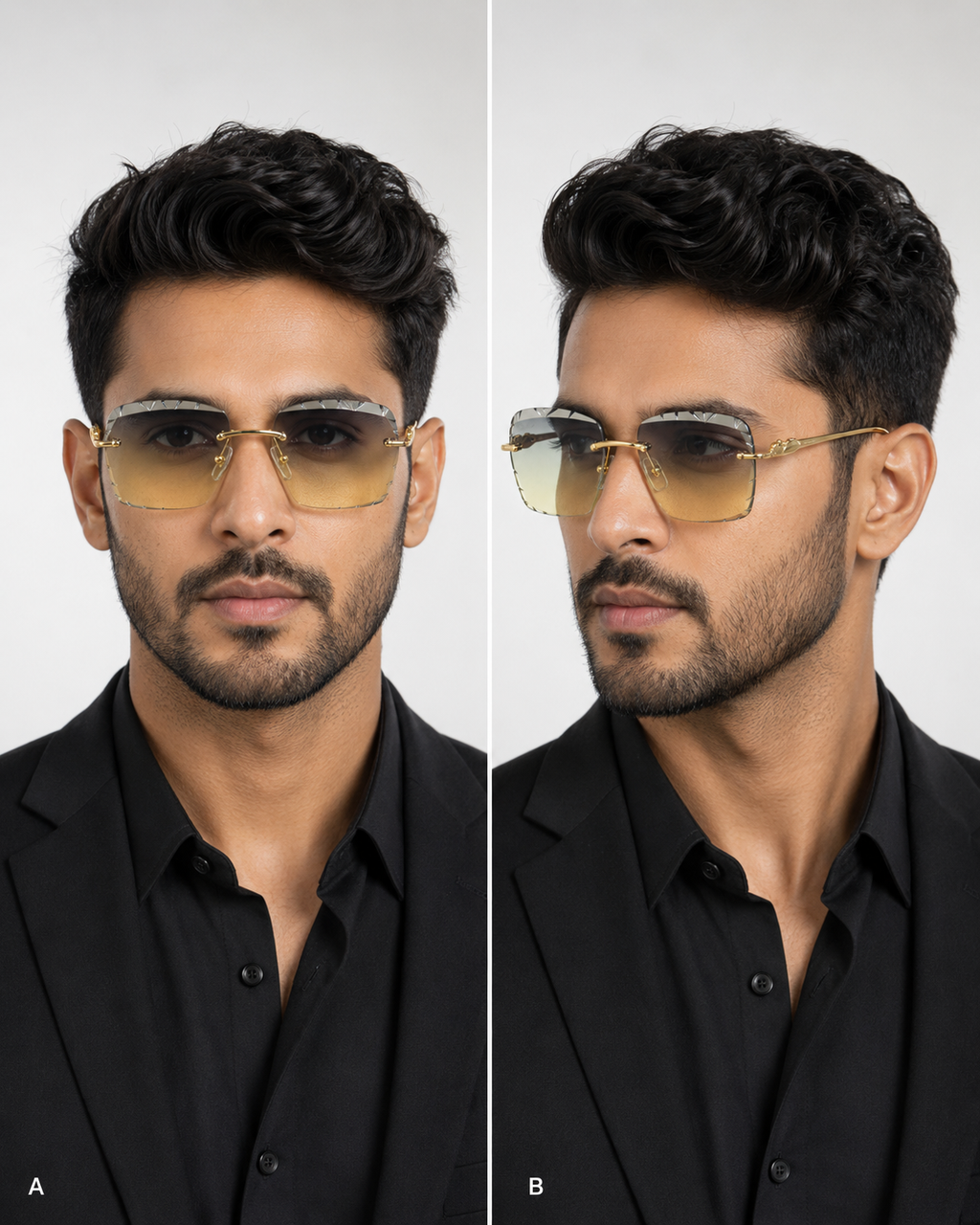 CR Sunfade Faceted Rimless Sunglasses