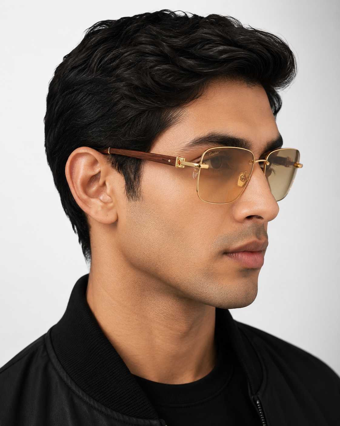 CR Double-Rim Amber Square Sunglasses
