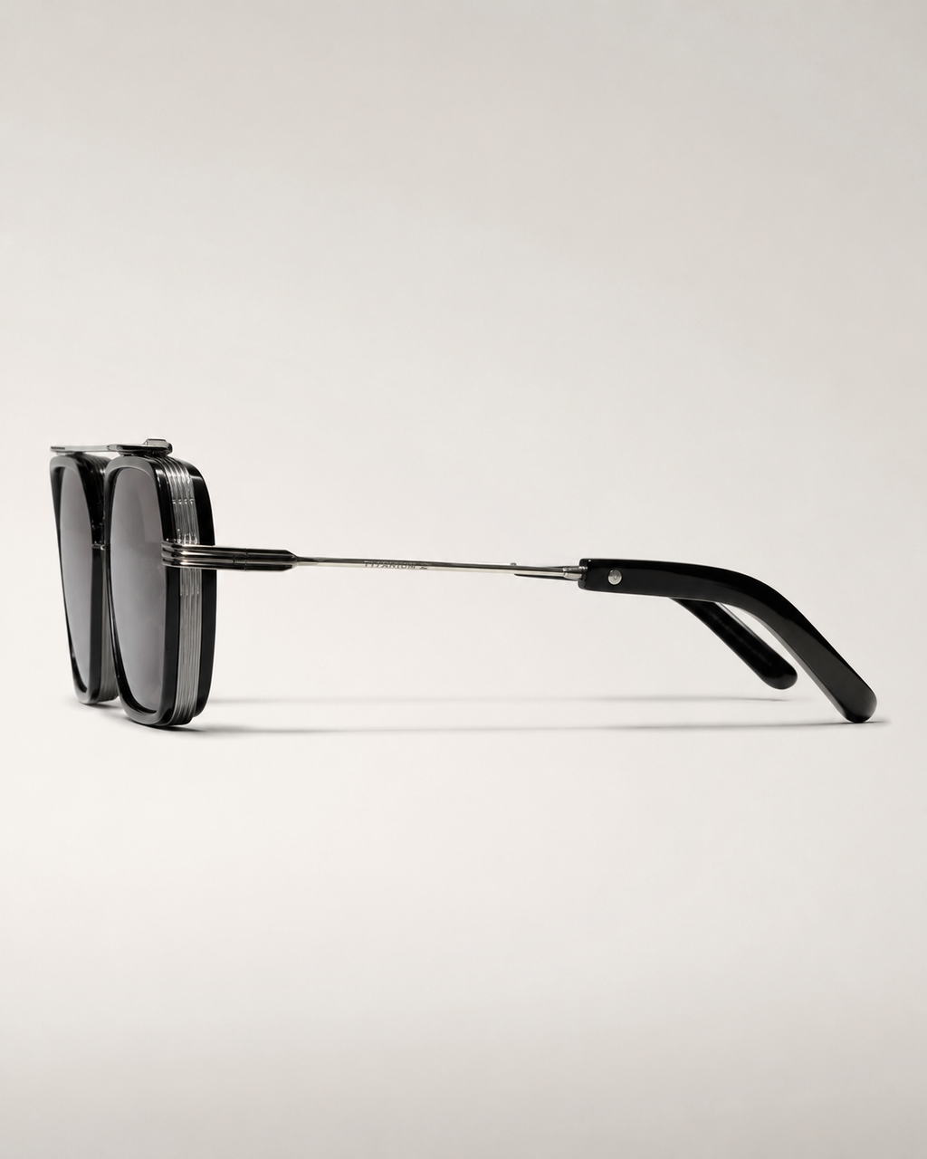 JMM Black Double-Bridge Navigator Sunglasses