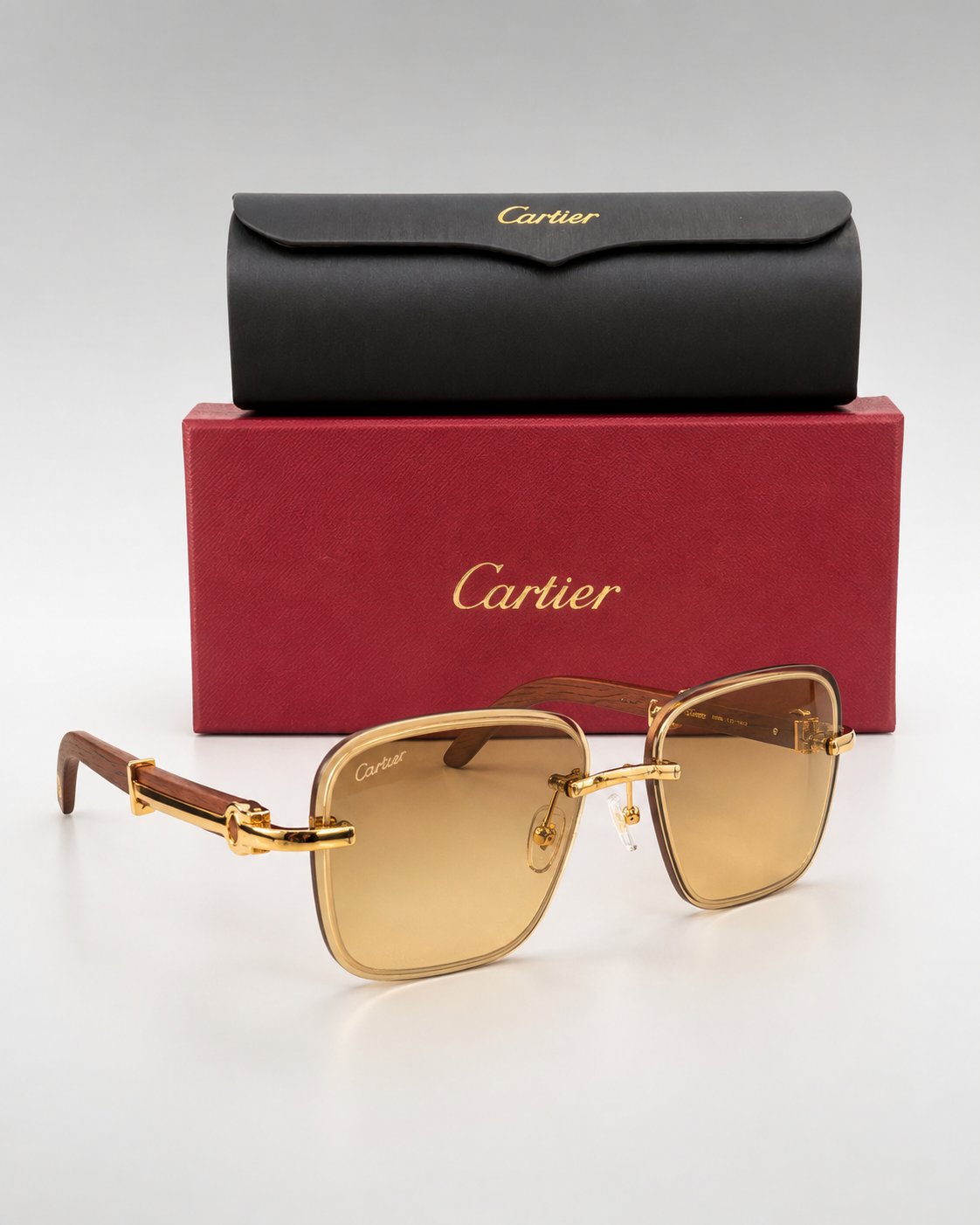 CR Double-Rim Amber Square Sunglasses
