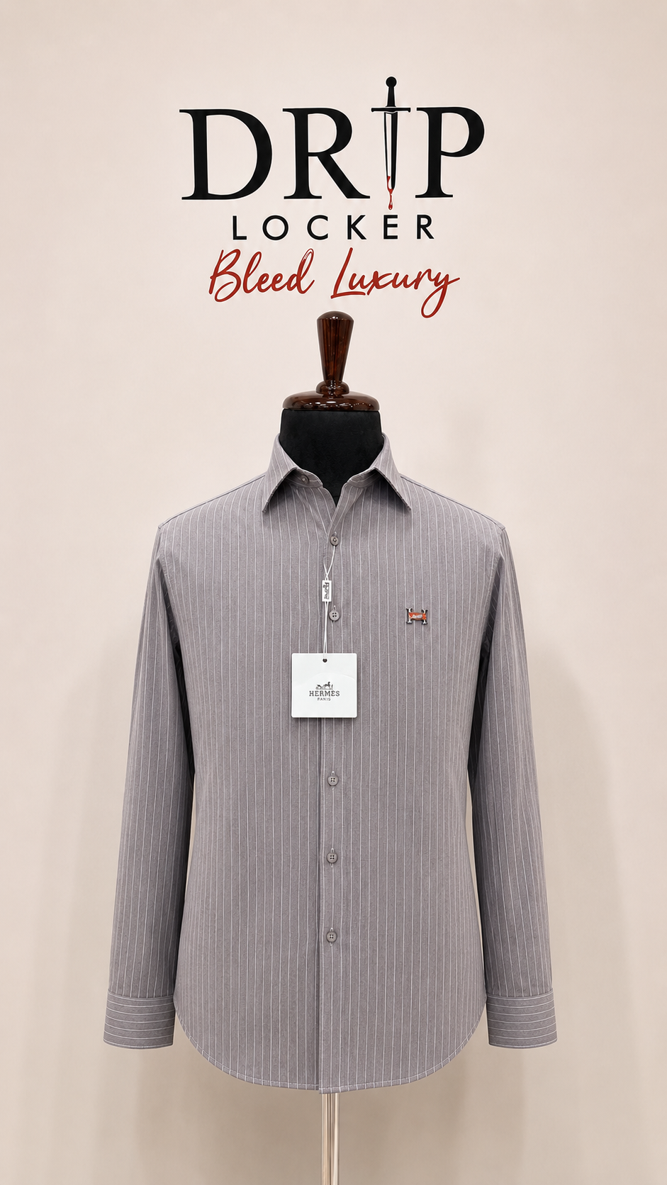 Men’s Light Grey Pinstripe Emblem Shirt - 7E67948A 2F26 44F1 86AC 655408980AAA