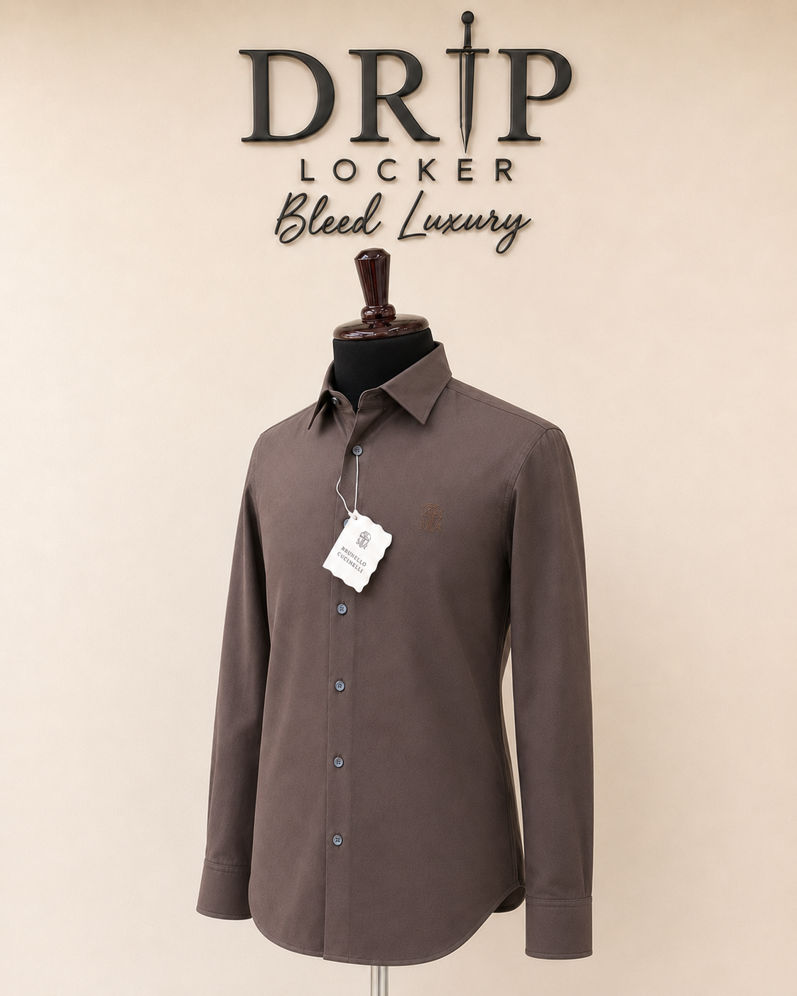 Men’s Mocha Tonal-Pattern Shirt - 81512910 B28C 49DA 9E79 8A6C5ADE684B