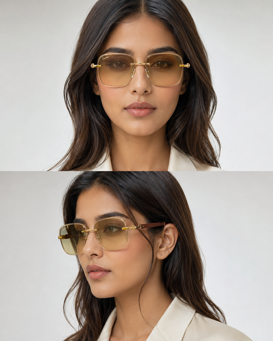 CR Double-Rim Amber Square Sunglasses