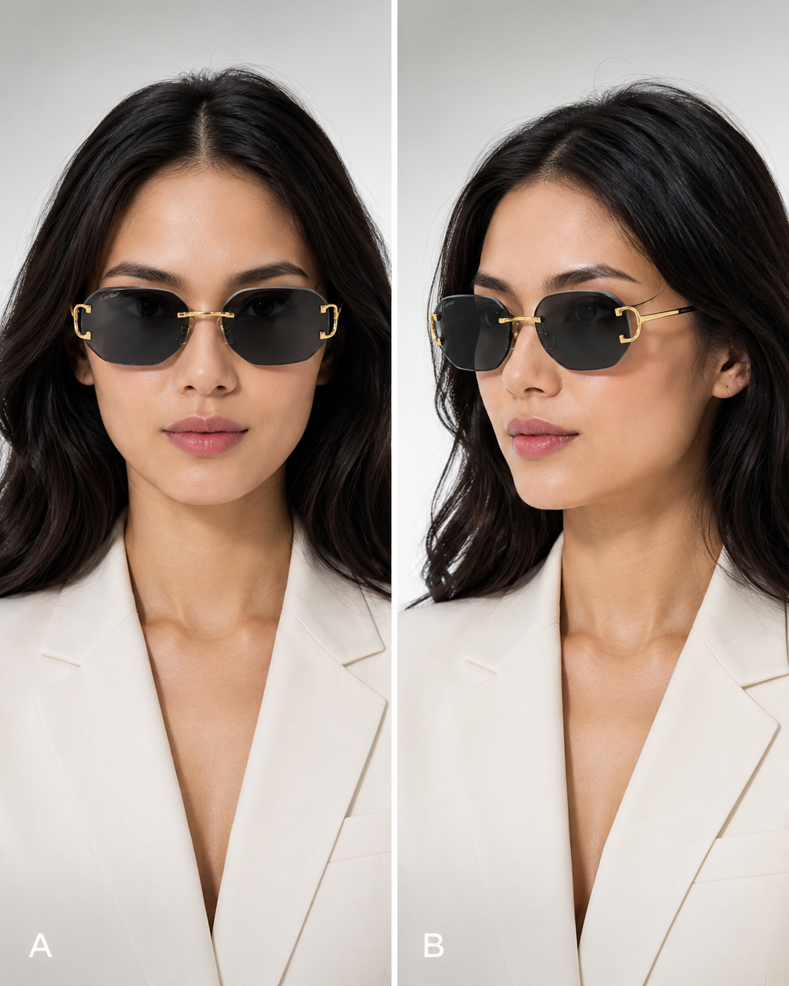 CR Signature C Rounded Smoke Rimless Sunglasses