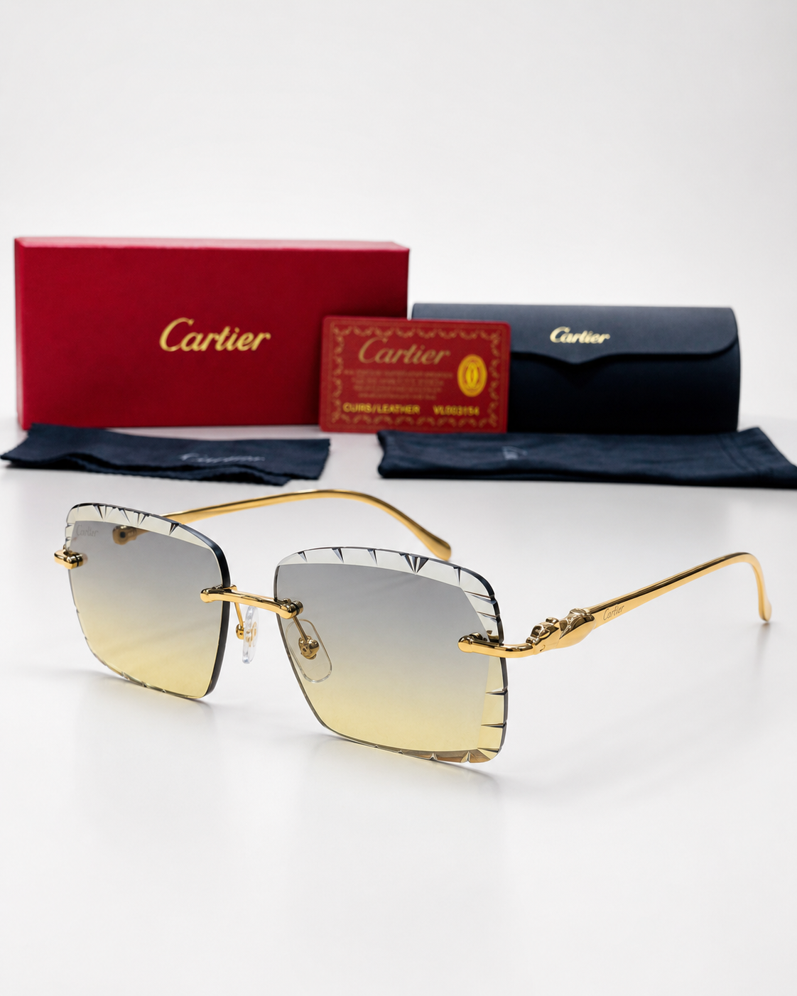 CR Sunfade Faceted Rimless Sunglasses