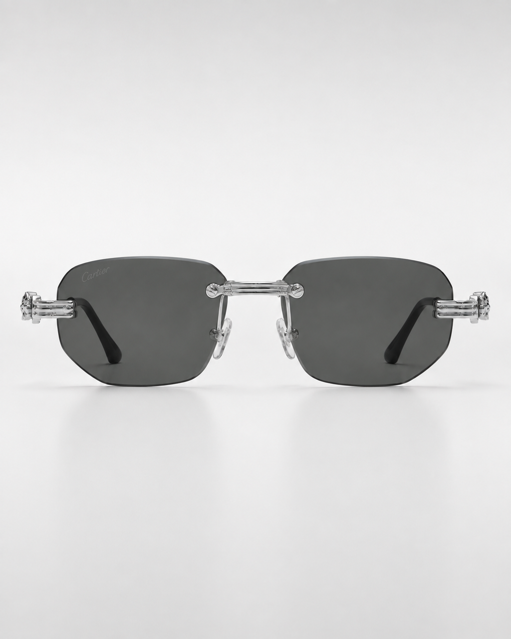 CR Triple-Line Silver Smoke Rimless Sunglasses