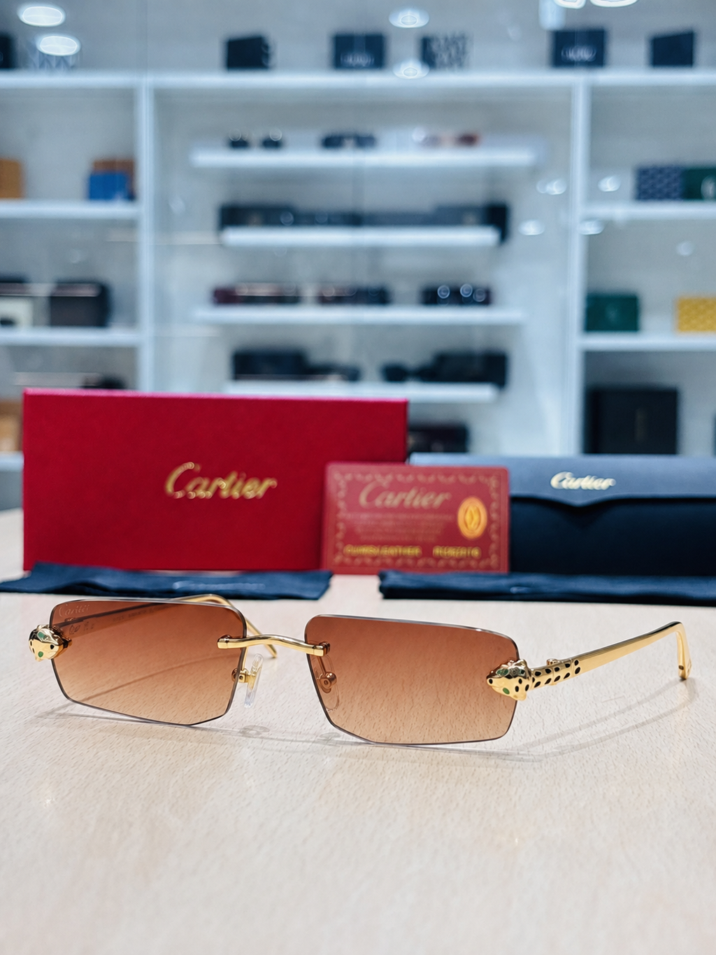 CR Panther Head Rimless Gradient Sunglasses
