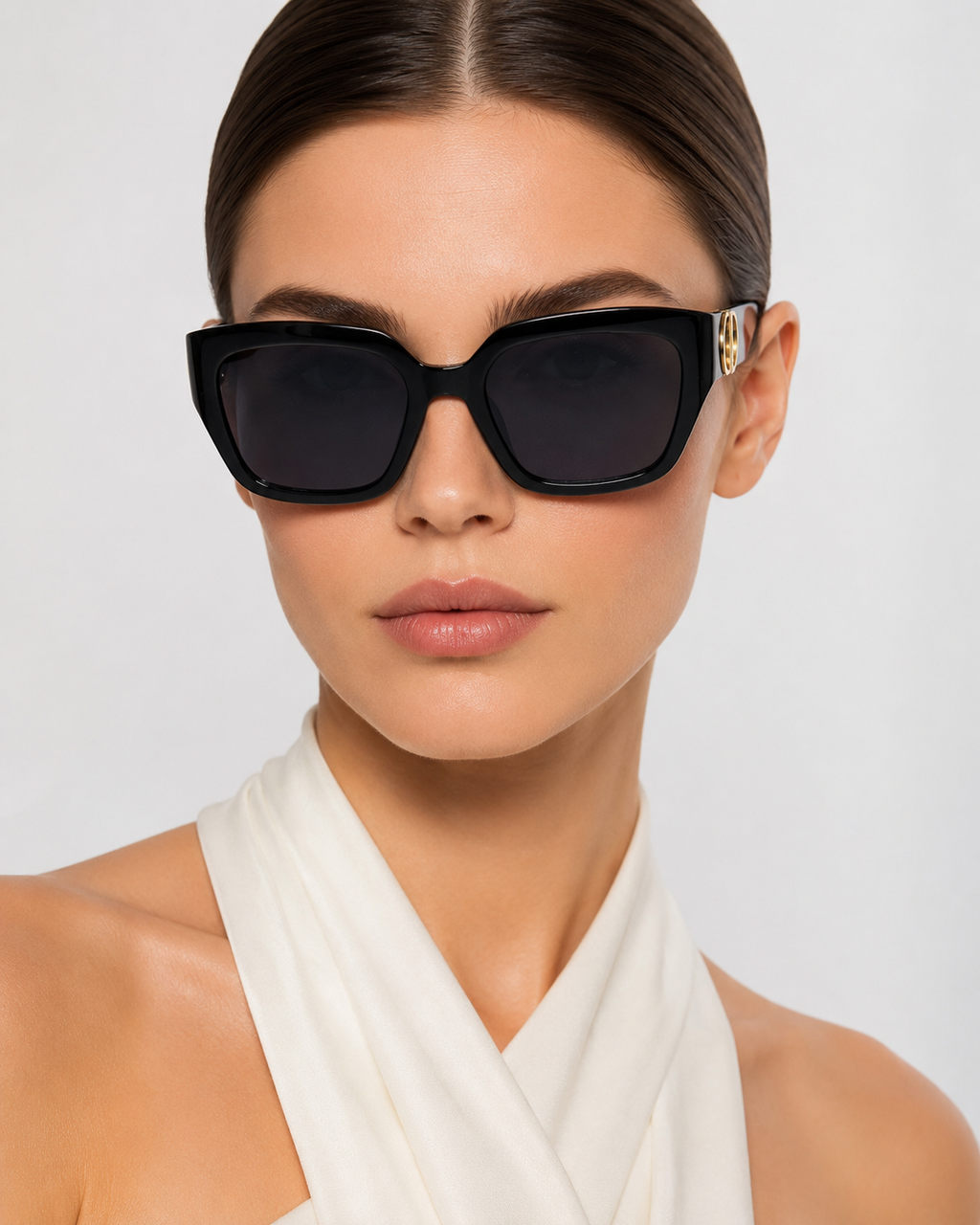 CD Black Gold Oversized Square Sunglasses