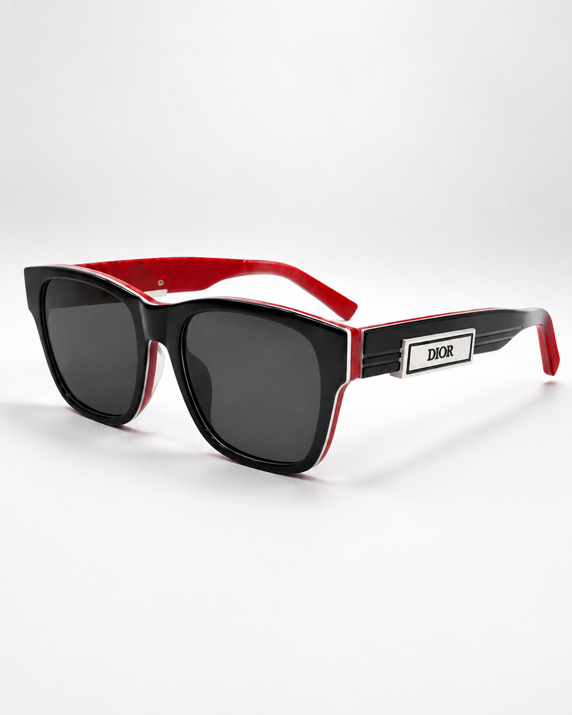 CD Black Red Oversized Square Sunglasses