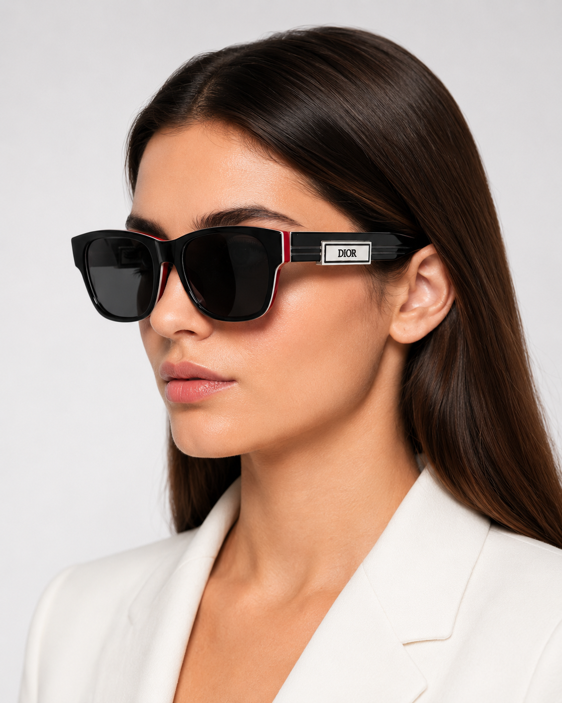 CD Black Red Oversized Square Sunglasses