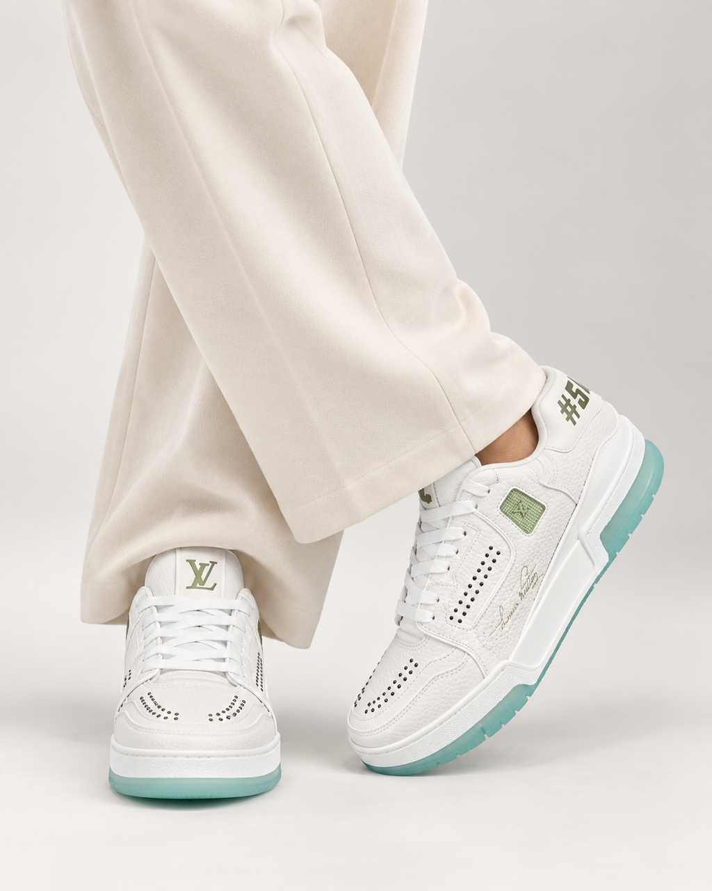 Women’s White & Mint Studded Sneakers - Codex Image 22 Sept 2026, 14 49 01