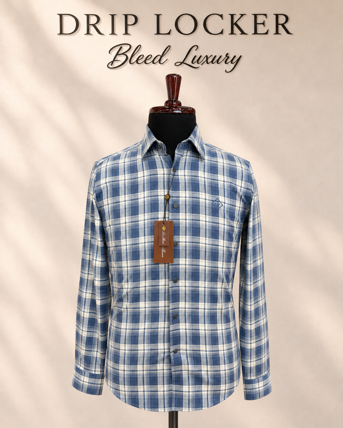 Men’s Blue & White Check Shirt - Drip Locker plaid shirt showcase