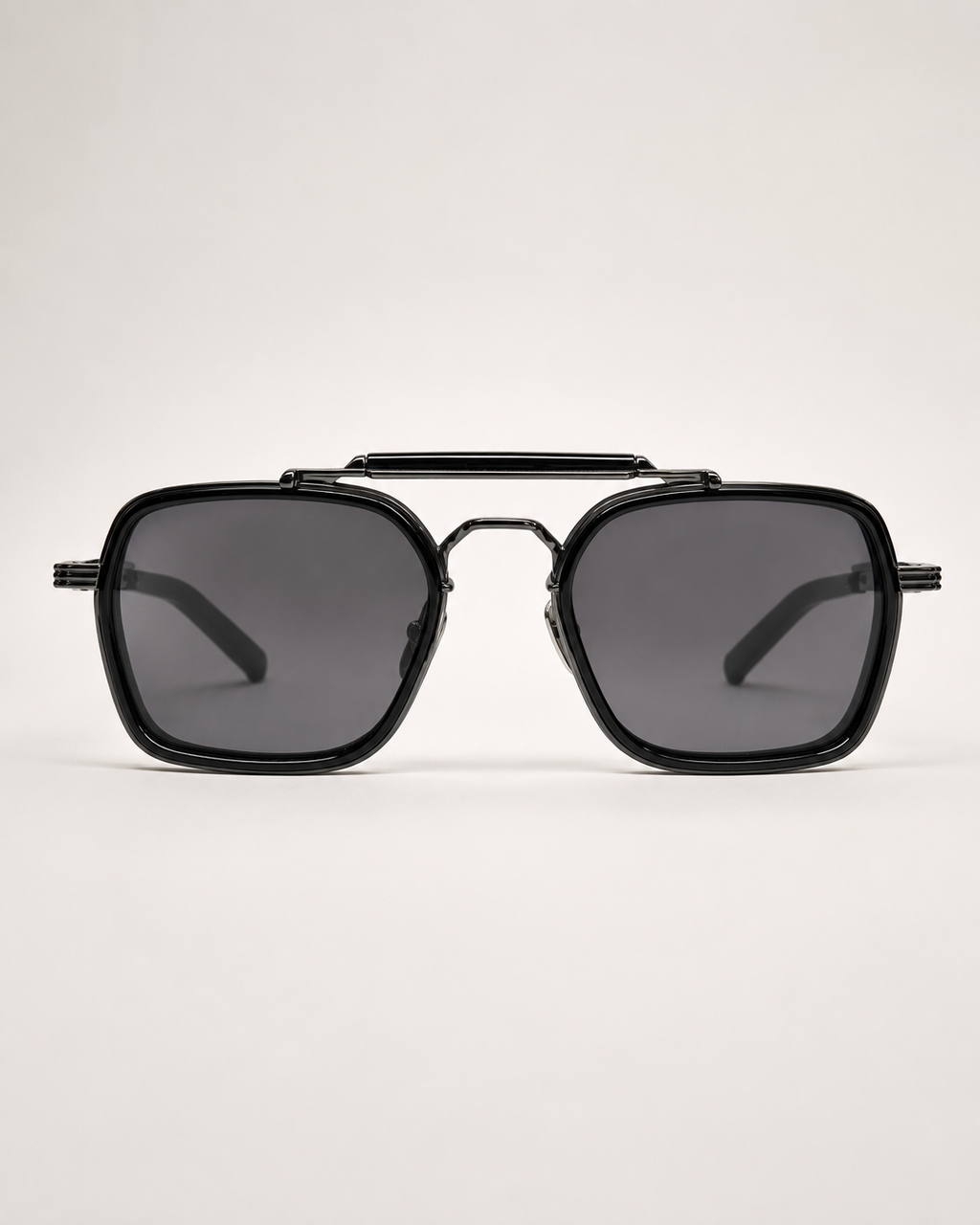 JMM Black Double-Bridge Navigator Sunglasses