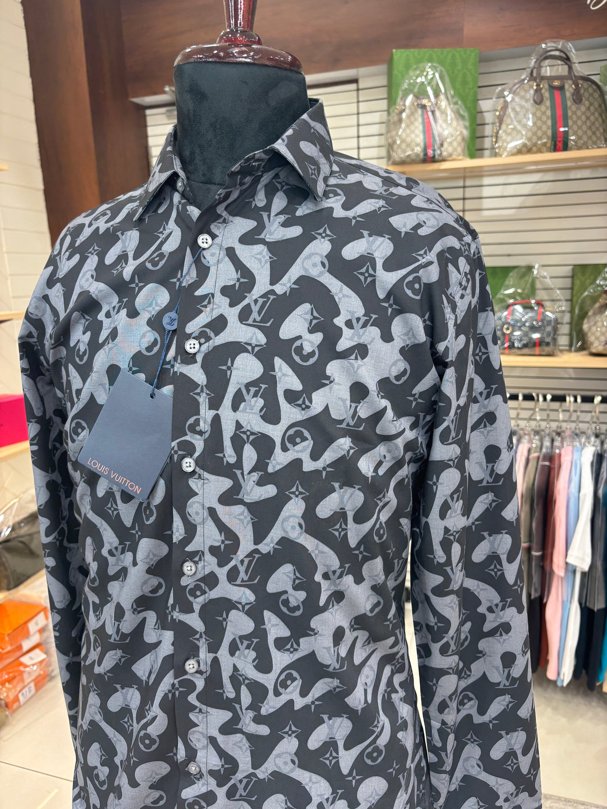 Men’s Black abstract print Shirt - IMG 7116