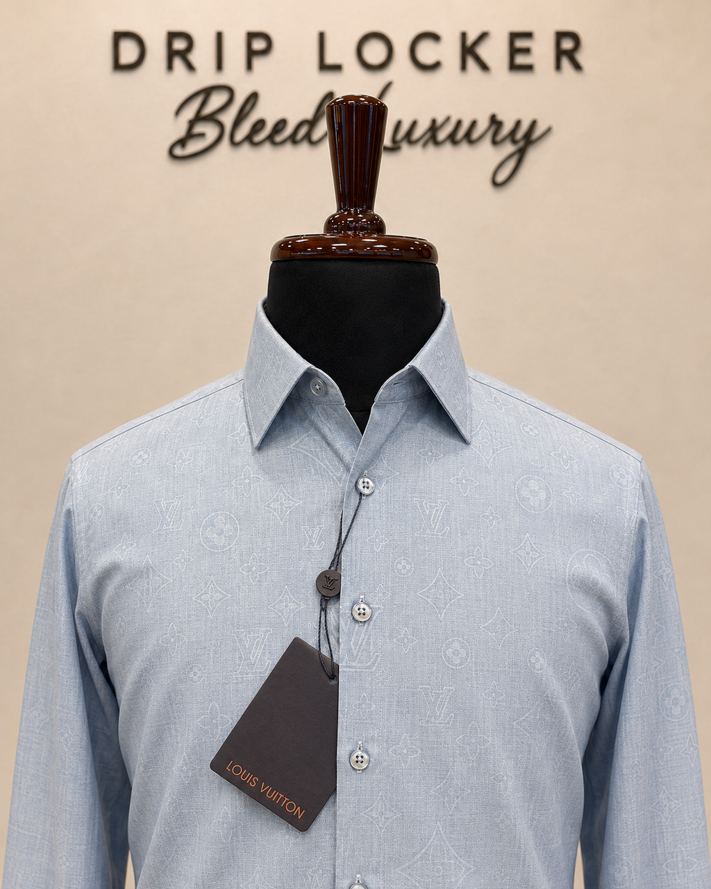 Men’s Pale Blue patterned print Shirt - Icy blue monogram shirt craftsmanship