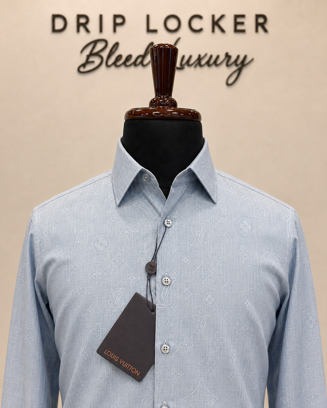 Men’s Pale Blue patterned print Shirt - Icy blue monogram shirt craftsmanship